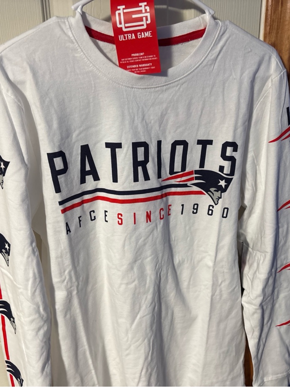 NFL White Tee with Red Neck Trim